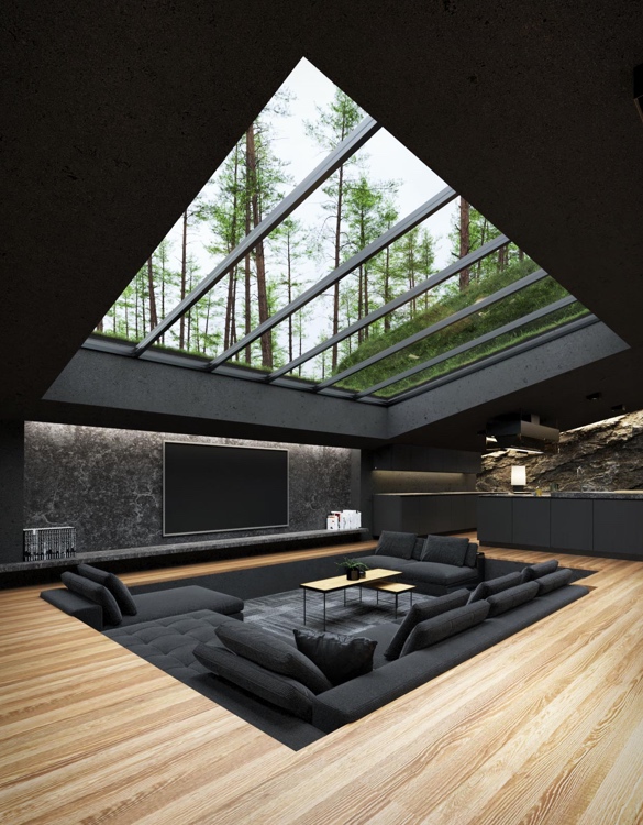 Filmes főgonoszok búvóhelye is lehetne ez a matt fekete luxuslakás az erdő mélyén 8 | Vezess Filmes főgonoszok búvóhelye is lehetne ez a matt fekete luxuslakás az erdő mélyén 8