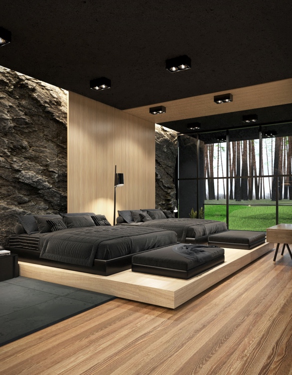 Filmes főgonoszok búvóhelye is lehetne ez a matt fekete luxuslakás az erdő mélyén 5