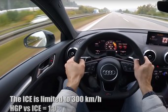 Egy Audi lenyomta az autópályán a 300 km/órával hasító német vonatot