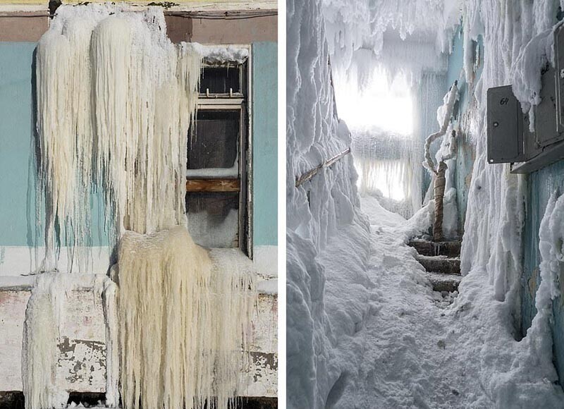 Jégbe fagyva áll egy elhagyott orosz város 1