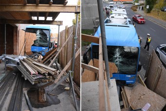 Építkezésbe csapódott egy BKK busz