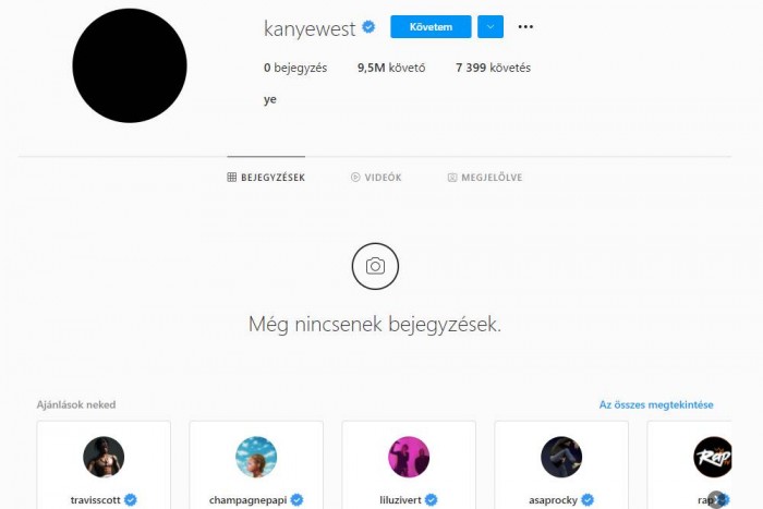 Ye minden Instagram posztját törölte 1