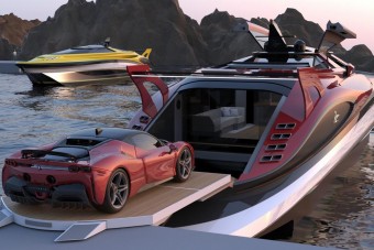 Egy Ferrarinak is jutott parkoló ebben az olasz álomjachtban