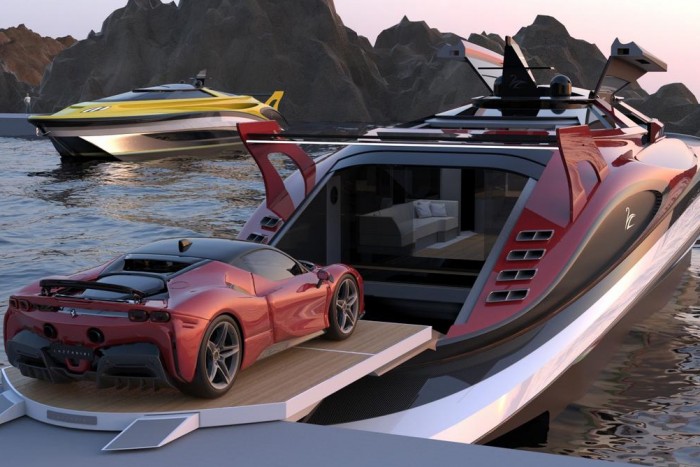 Egy Ferrarinak is jutott parkoló ebben az olasz álomjachtban