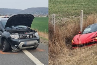 Dacia és Ferrari ütközött Szlovákiában, az anyagi kár igen jelentős