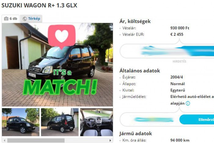 Társkereső stílusban hirdeti magát egy eladó Suzuki