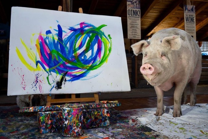 Vagyonokat fizetnek egy disznó festményeiért