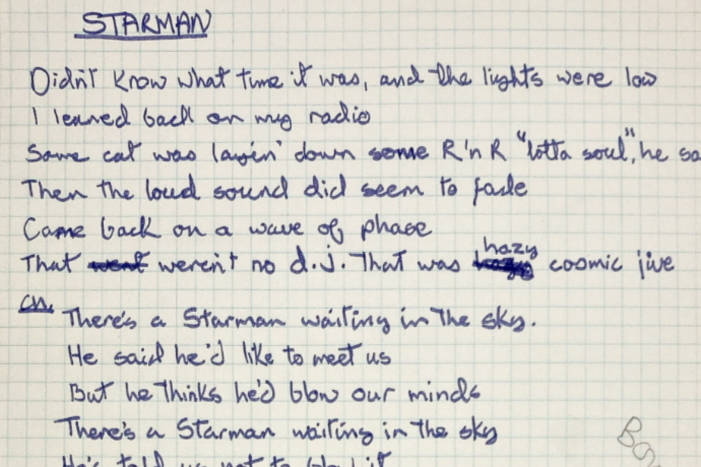 Komoly vagyont adtak egy dalszövegért, amit David Bowie kézzel írt