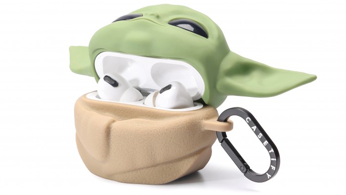 Baby Yoda 3 is pushing with Apple headphones