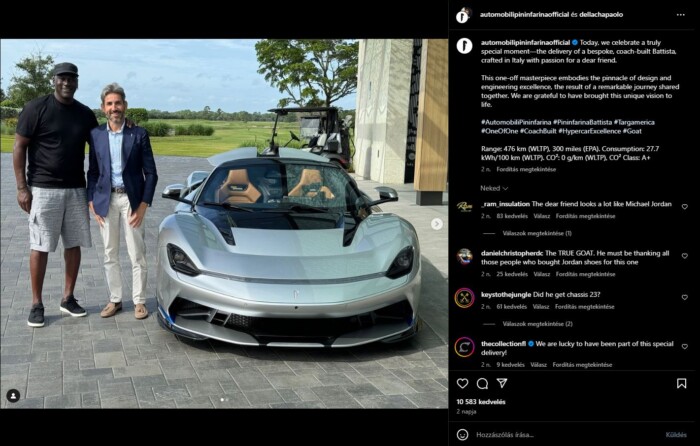 A legendás sportoló húzta be a Pininfarina Battista Targamericát 1