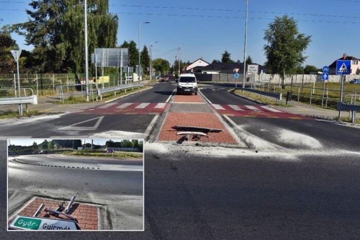 Letarolta a körforgalmat, de a rendszámát okosan ott felejtette