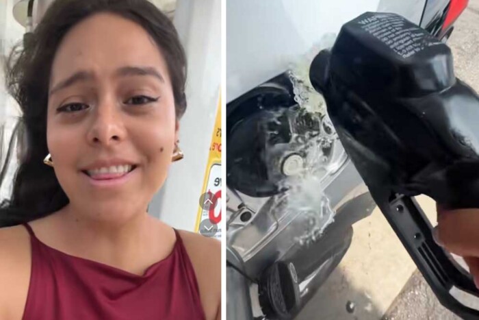 Élete első tankolása: szétesett a kezében a töltőpisztoly