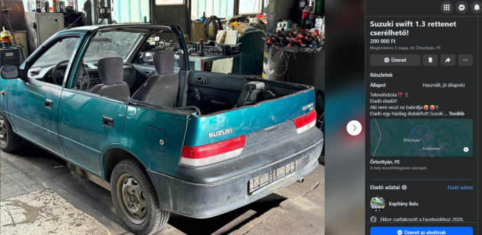 A nap hirdetése – kókányolt Suzuki kabrió kizárólag tanyára 1
