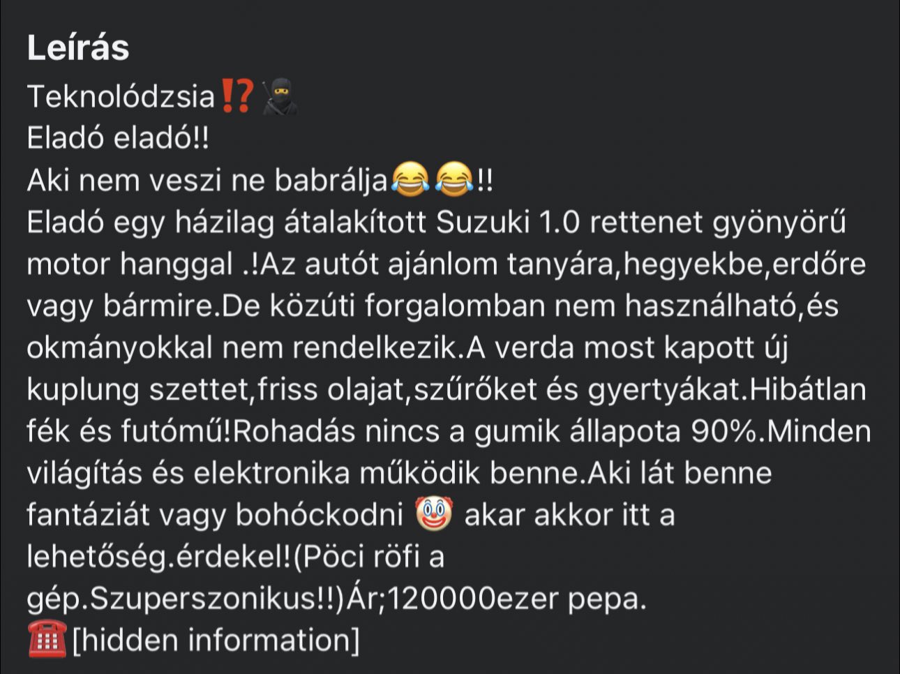 A nap hirdetése – kókányolt Suzuki kabrió kizárólag tanyára 2