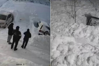 A látvány is fáj ahogy ezt az autót elnyeli az orosz tél pokla