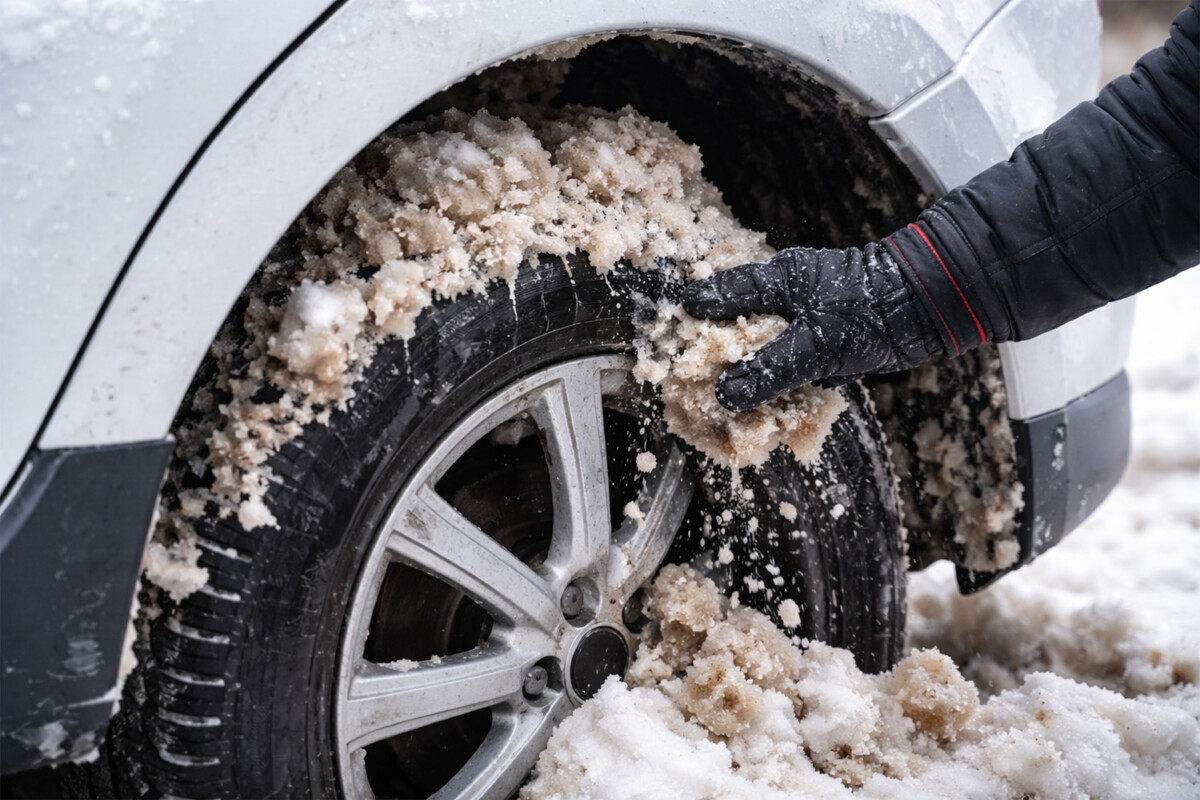 A kerékdobba fagyott hó és latyak veszélyesebb, mint elsőre gondoljuk