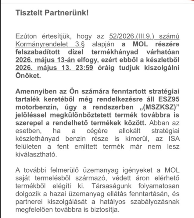 Riasztás adott ki a Mol, elég komolynak tűnik a helyzet 1