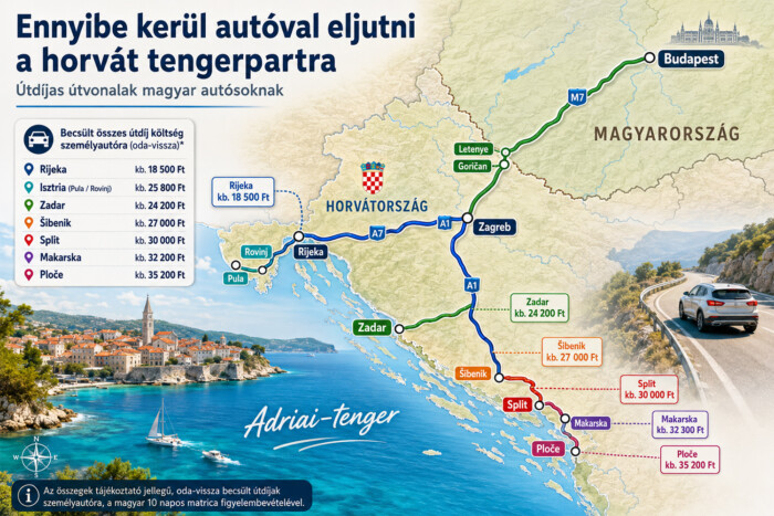 Ennyibe kerül az útdíj, ha valaki autóval indul Horvátországba 1 Ennyibe kerül az útdíj, ha valaki autóval indul Horvátországba 1
