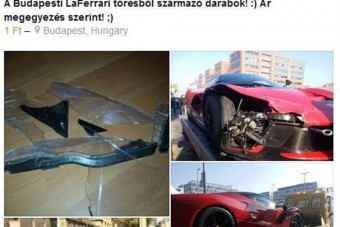A Facebookon árulják a Pesten összetört Ferrari darabjait
